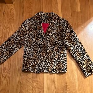Harry Levine cheetah print blazer 12P red lining EUC